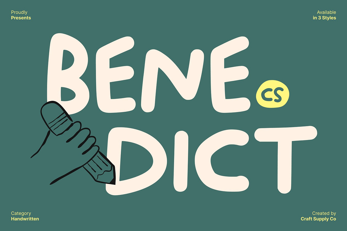 CS Benedict – Messy Handwriting Font, a Handwritten Font by Craft Supply Co. (Photo 1 of 8)