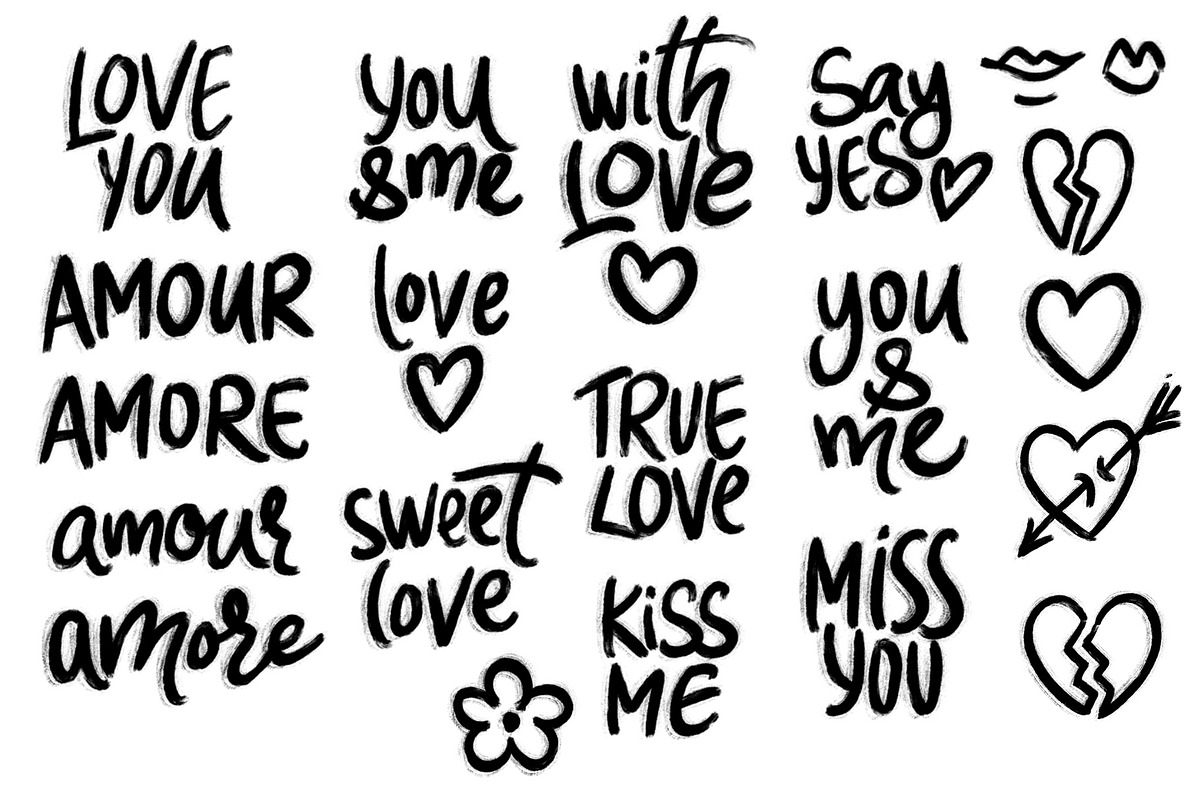 Valentines Day Ink Lettering, an Object Graphic by Helga Wigandt (Photo 3 of 8)