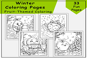 Winter Coloring Pages: Fruit-Themed, a Seasonal Illustration by Lamia Emad (Thumbnail 1 of 3)