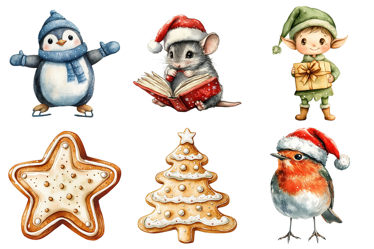 Cute Christmas Clipart Bundle, an Illustration by Daily.Designs (Photo 3 of 5)