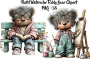 Pastel Watercolor Teddy Bear Clipart, a Seasonal Illustration by CreationArt (Thumbnail 1 of 7)