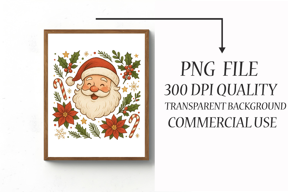 Vintage Santa Face PNG Clipart, an Illustration by Libby Wishes (Photo 3 of 6)