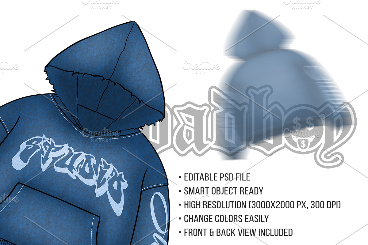 Flat Streetwear Hoodie Mockup PSD, a Hoody Mockup by std.badboy (Photo 3 of 4)