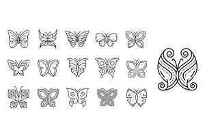 Butterfly Insect Icons, Flying Moth