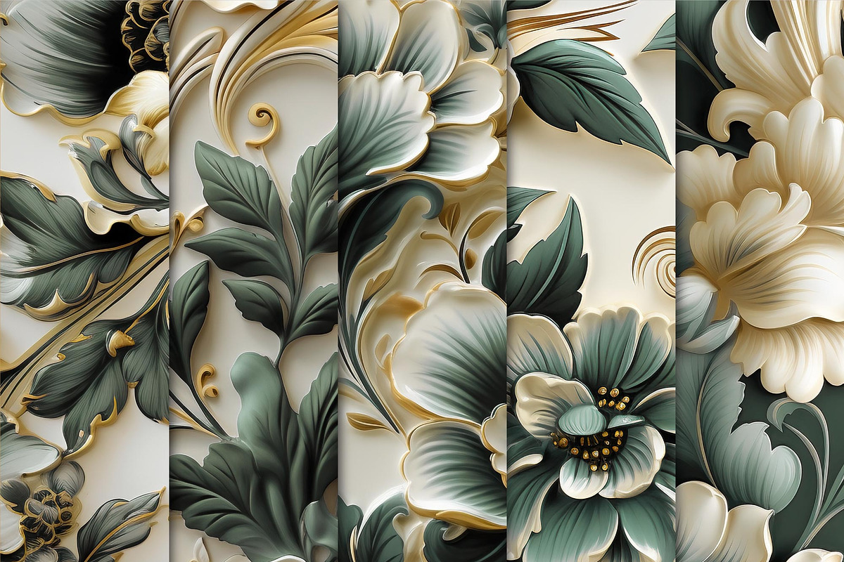 Embossed Floral Seamless Patterns, a Pattern Graphic by Maishop (Photo 3 of 3)