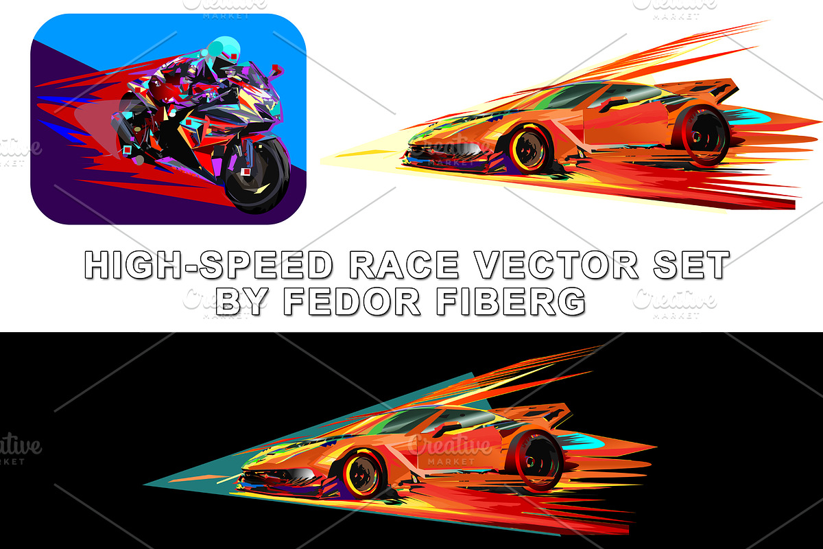 High speed racing vector set, a Person Illustration by Fedor Fiberg Vector Shop