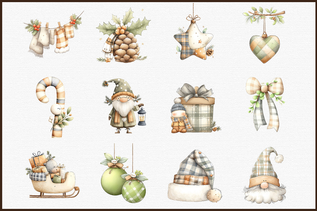 Plaid Green Christmas Clipart, an Illustration by Sublimation Artist (Photo 3 of 6)