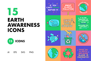 15 Earth Awareness Icons