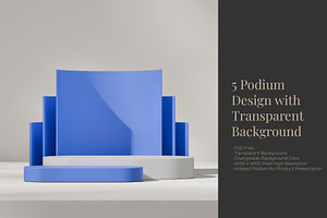 5 Podium with Transparent Background