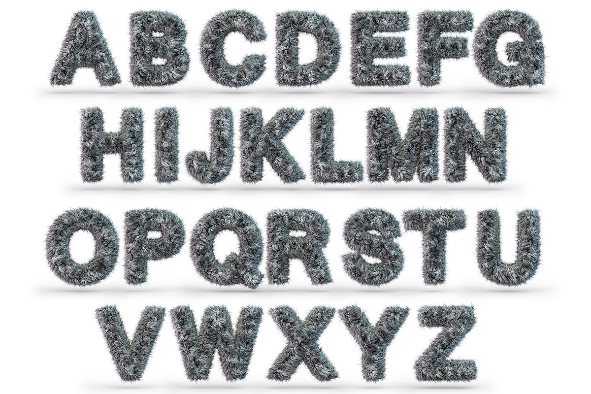 Uppercase fluffy and furry GRAY font, a Background Graphic by 3D Graphics Shop (Photo 3 of 3)