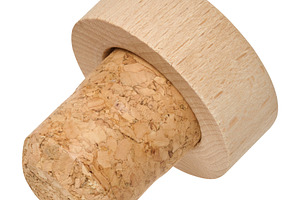 Wooden lid with natural cork for bottle on isolated background, a Food & Drink Photo by ndanko