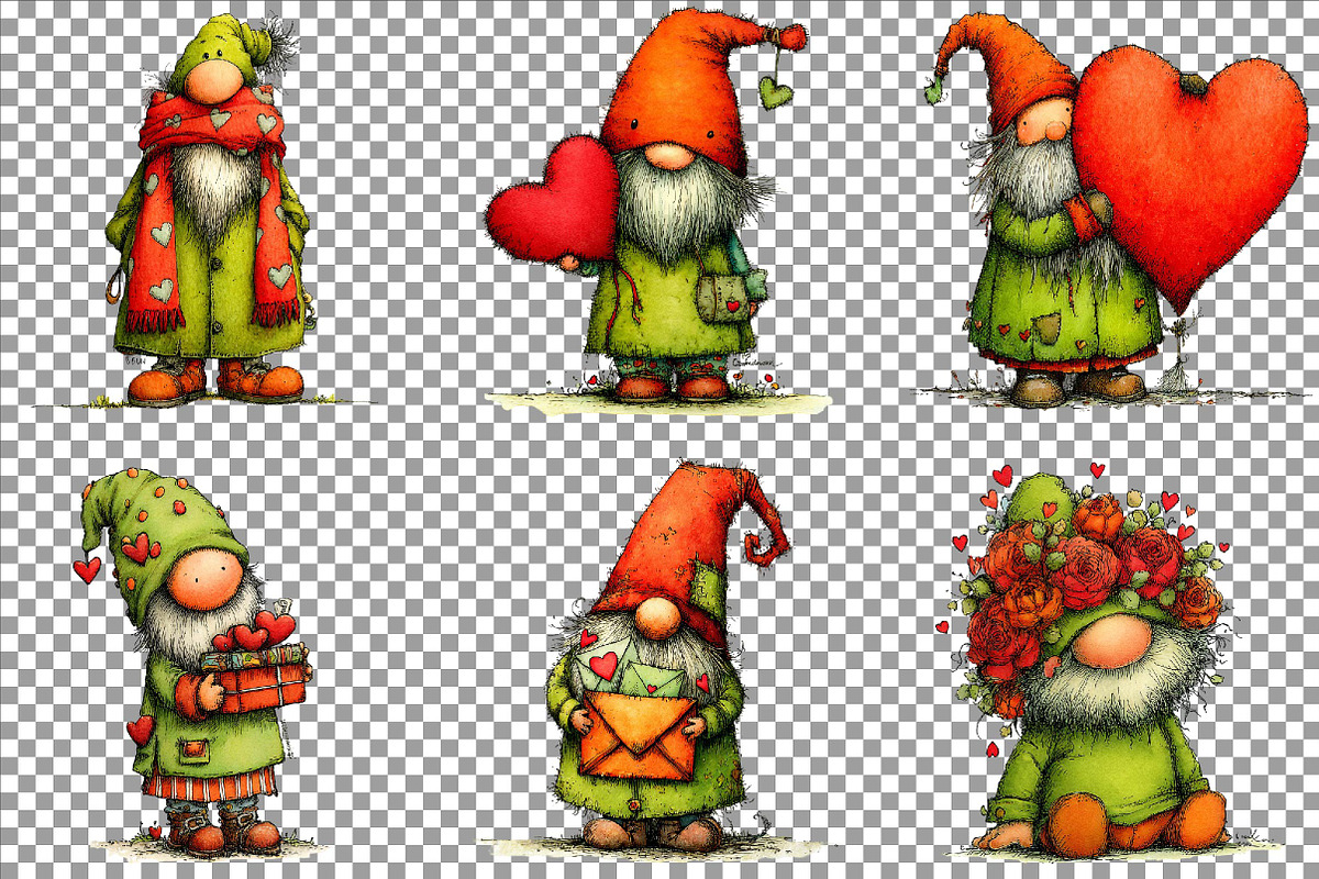 Whimsical Valentine Day Gnome Clipar, an Illustration by Sublimation Artist (Photo 4 of 6)