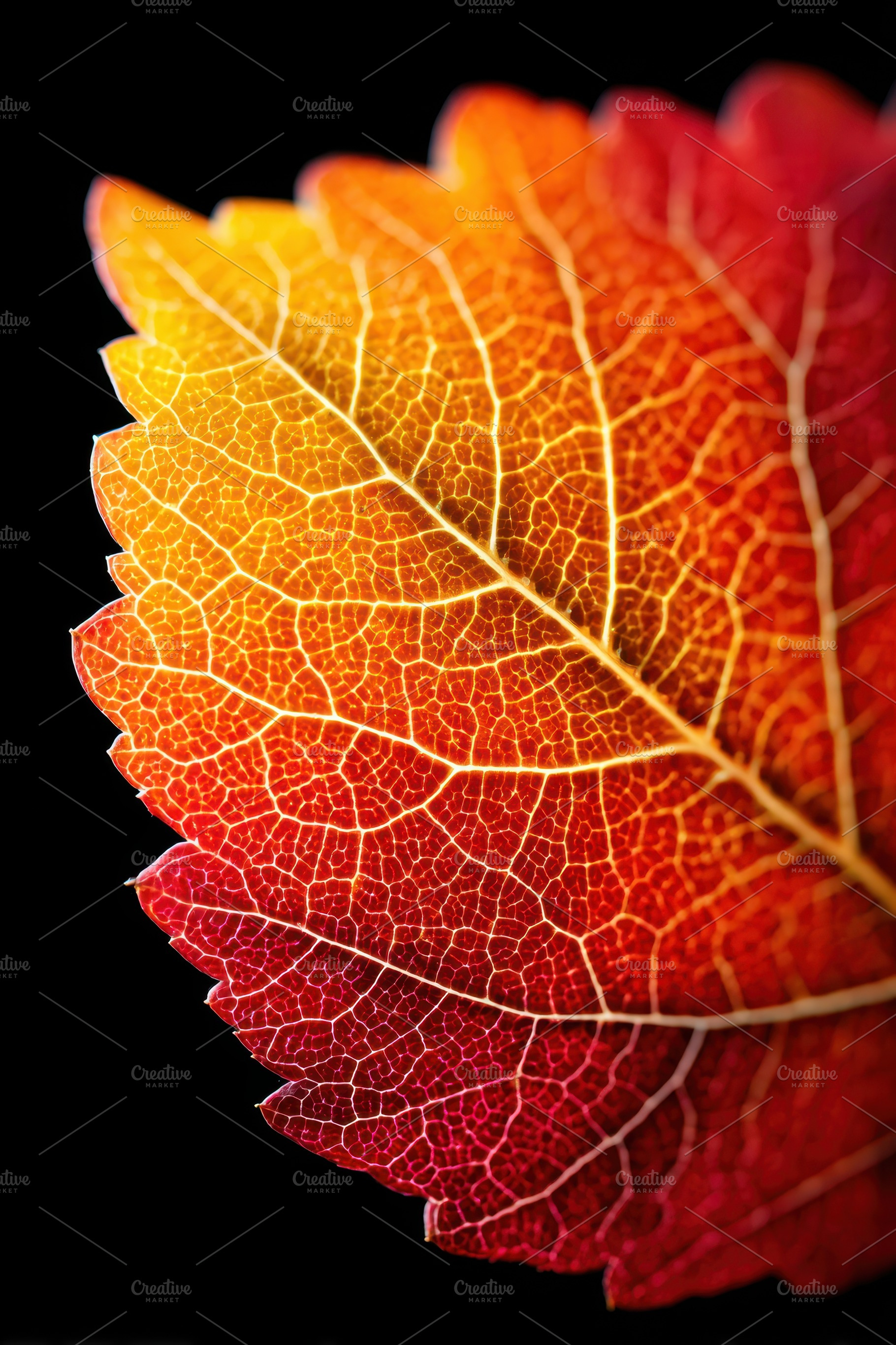 Vibrant autumn leaf close-up, a Nature Photo by AlyaAnd