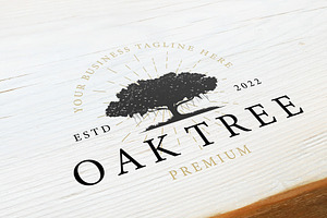 oak tree with vintage style logo