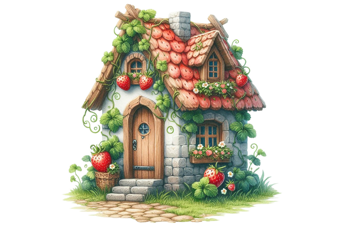 Cute Cottagecore Strawberry Clipart, an Illustration by Designking (Photo 4 of 4)