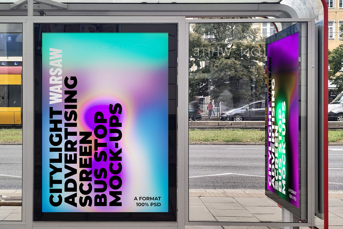 Warsaw Citylight Ad Bus Stop 11 v1, an Advertising Mockup by Graphic Shelter (Photo 4 of 7)