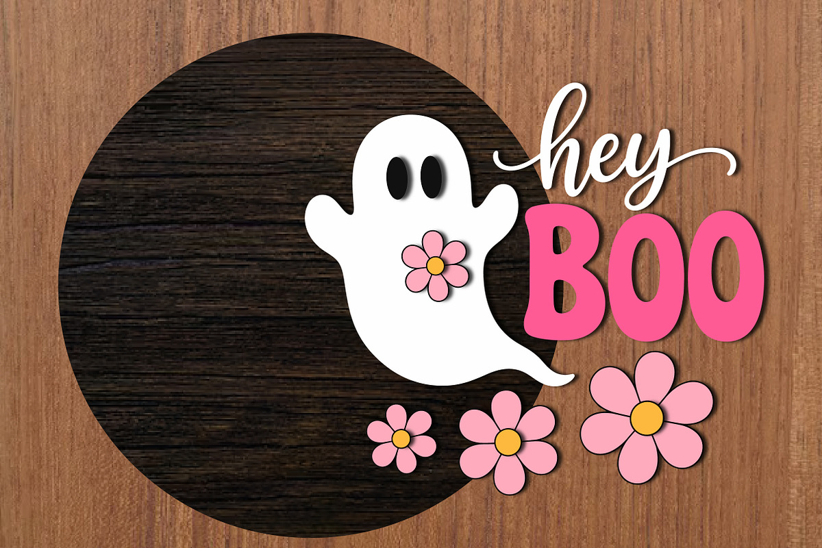 Hey Boo Floral Ghost Laser Cut SVG, an Object Graphic by OK Design (Photo 3 of 3)