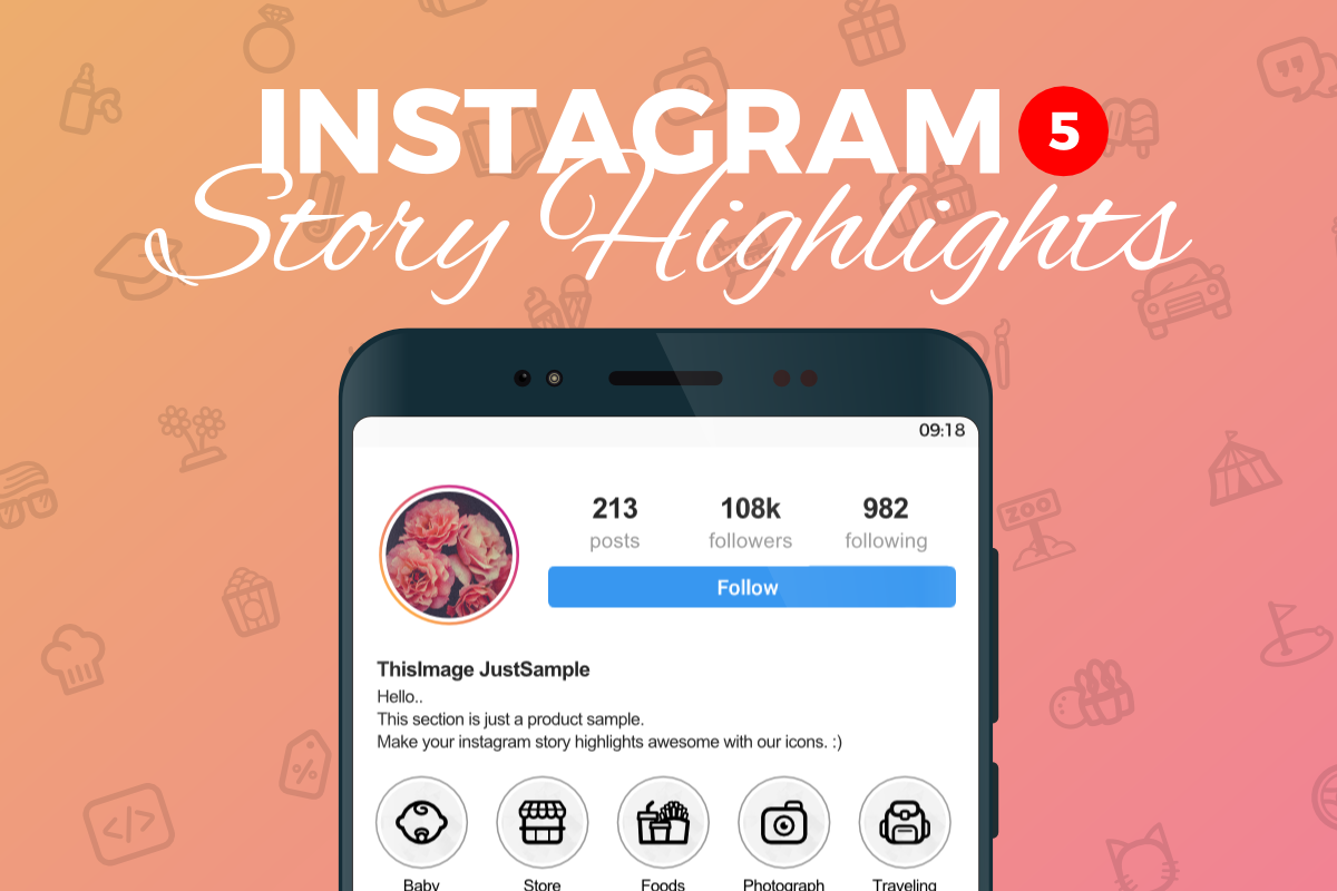 Instagram Story Highlight 170 Icons, a Social Media Template by graphicalcium (Photo 1 of 3)