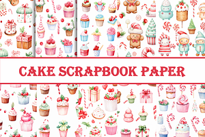 Watercolor Cake Scrapbook Paper, a Background Graphic by Printable Treasure