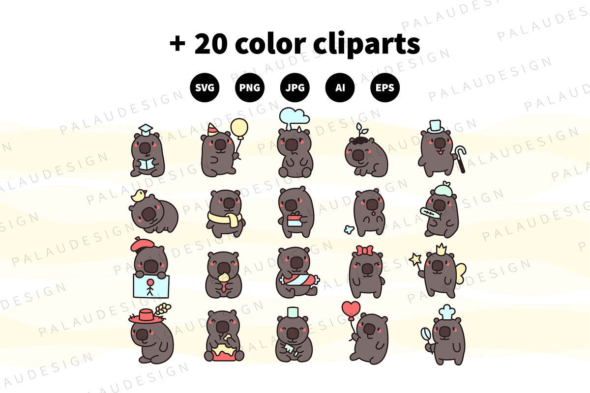 Wombat Clipart Set, an Animal Illustration by Palau (Photo 8 of 10)
