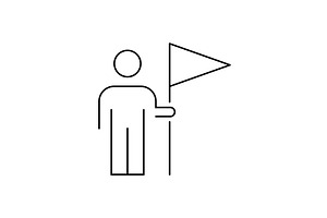 Man with flag line icon, an Outline Icon by Saggitarius