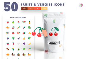 50 Fruits & Vegetable Icons