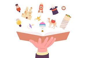 Reading books concept. Hand holding, an Education Illustration by LadadikArt