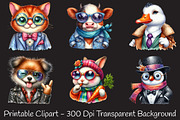 Funky Dressed-Up Animals Clipart, an Illustration by RobertsArt (Thumbnail 4 of 7)