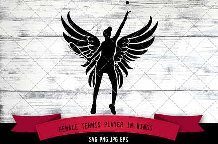 Female Tennis Player in Wings Vector