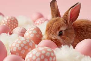 cute bunny with easter eggs, well ph, a Photo by LOGOCREATIVE
