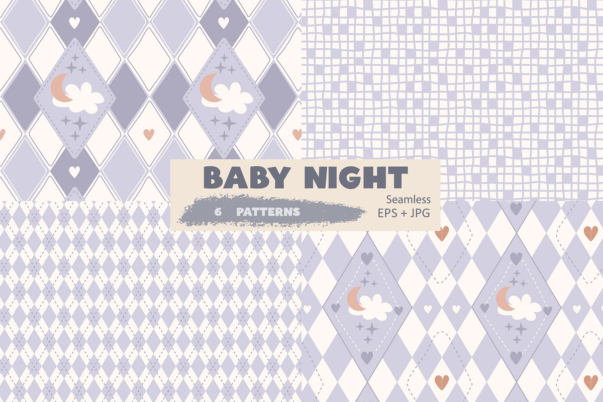 Lavender Argyle Seamless Pattern Set, a Decorative Illustration by Nebbia (Photo 1 of 5)