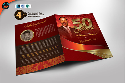 Crimson and Gold Pastor Anniversary, a Brochure Template by SeraphimChris
