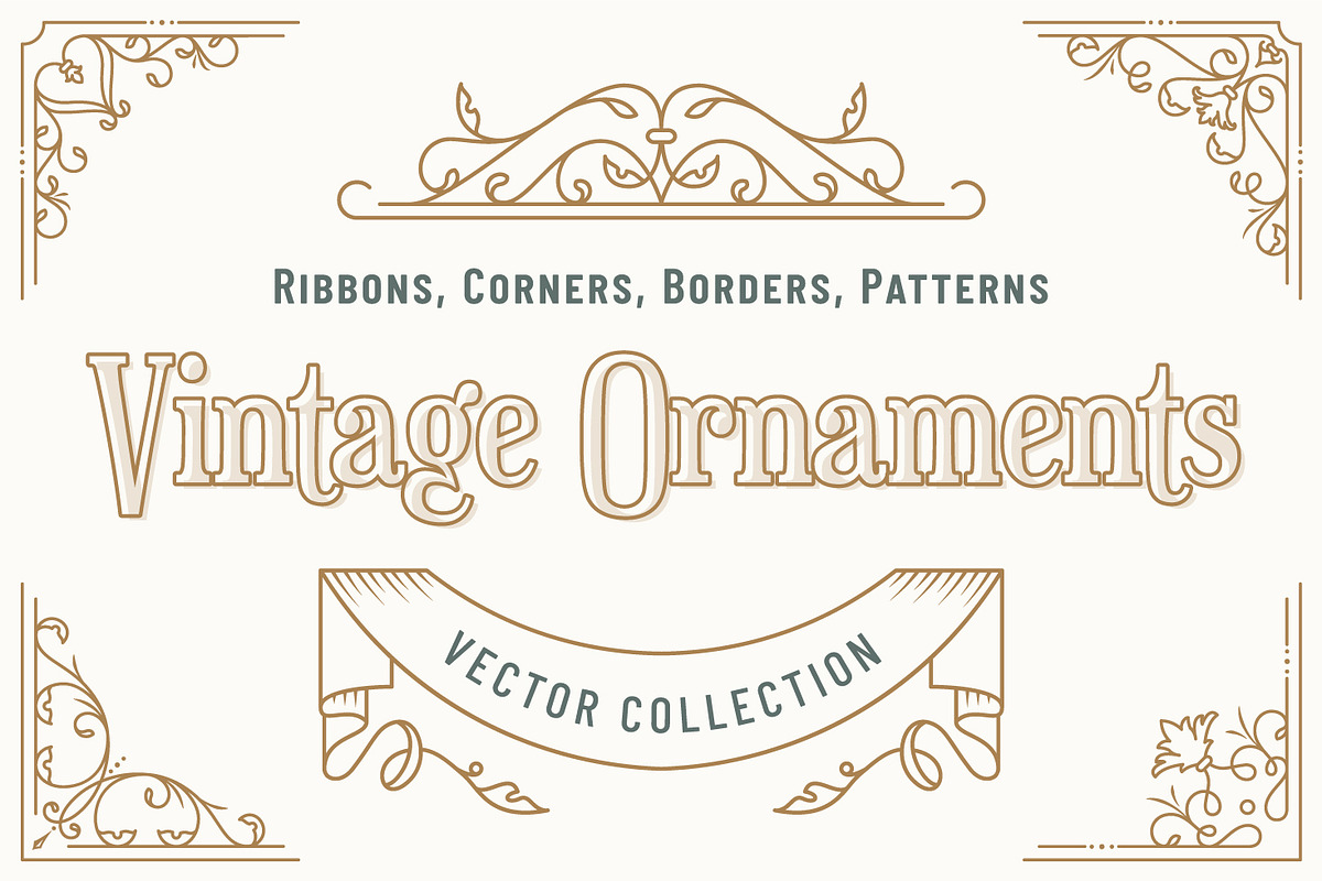 Vintage Ornaments. Vector collection, an Object Graphic by JuliaMalinovskaya (Photo 1 of 11)