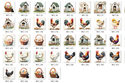 48 Watercolor Chicken Clipart, an Illustration by HubbaDigitals (Thumbnail 2 of 8)