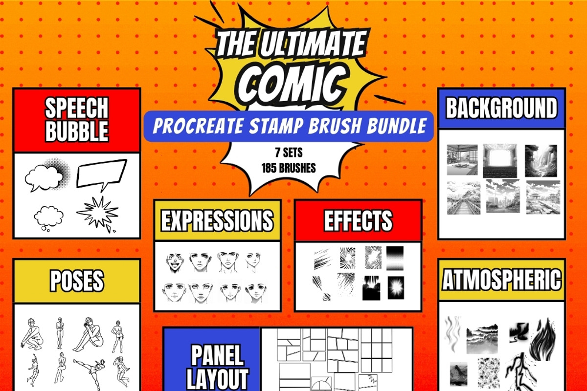 Ultimate Procreate Comic Brush Combo, a Brush Add-On by An Inkling Of Curry (Photo 1 of 8)
