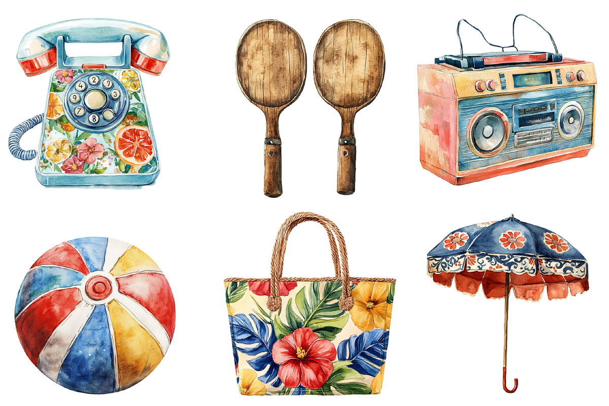 Retro Summer Clipart, an Illustration by SinaCreation (Photo 4 of 5)
