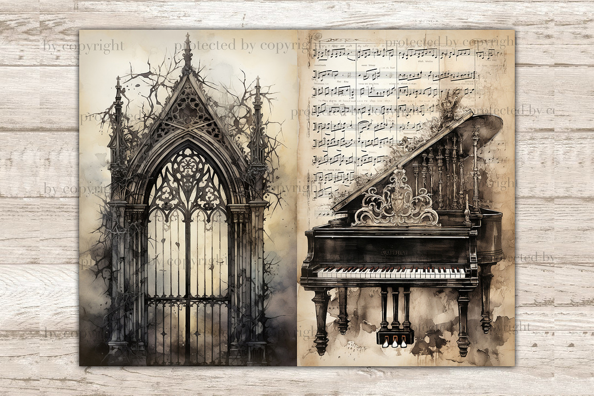 Gothic Junk Journal Pages, an Object Illustration by GlamArtZhanna (Photo 7 of 10)