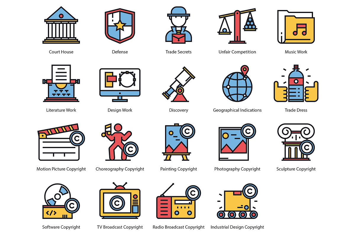 59 Law & Copyright Icons, an Outline Icon by Flat Icons (Photo 4 of 7)