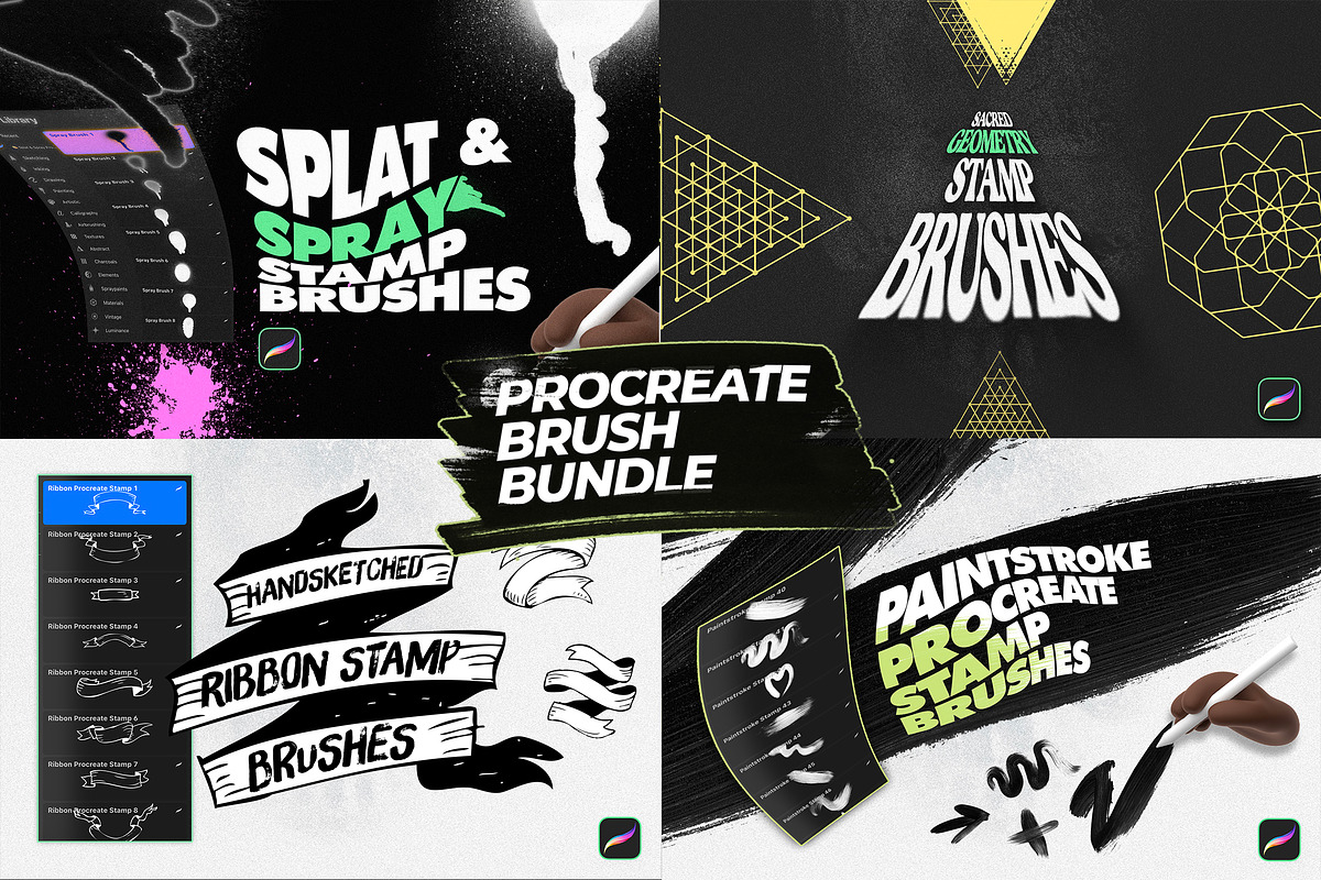 Procreate Stamp Brushes Bundle, a Brush Add-On by Layerform Design Co. (Photo 4 of 7)
