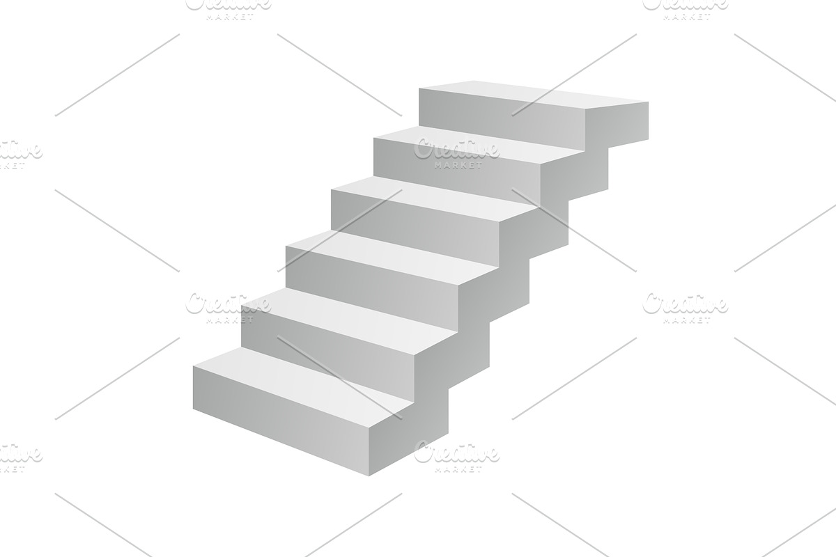 Isometric 3D staircase. Step design, an Object Illustration by GraphiShop