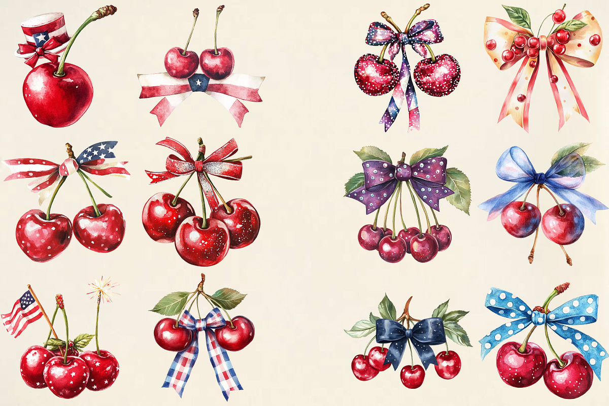 Patriotic America Cherries PNG, an Illustration by Pixels.Craft (Photo 3 of 5)
