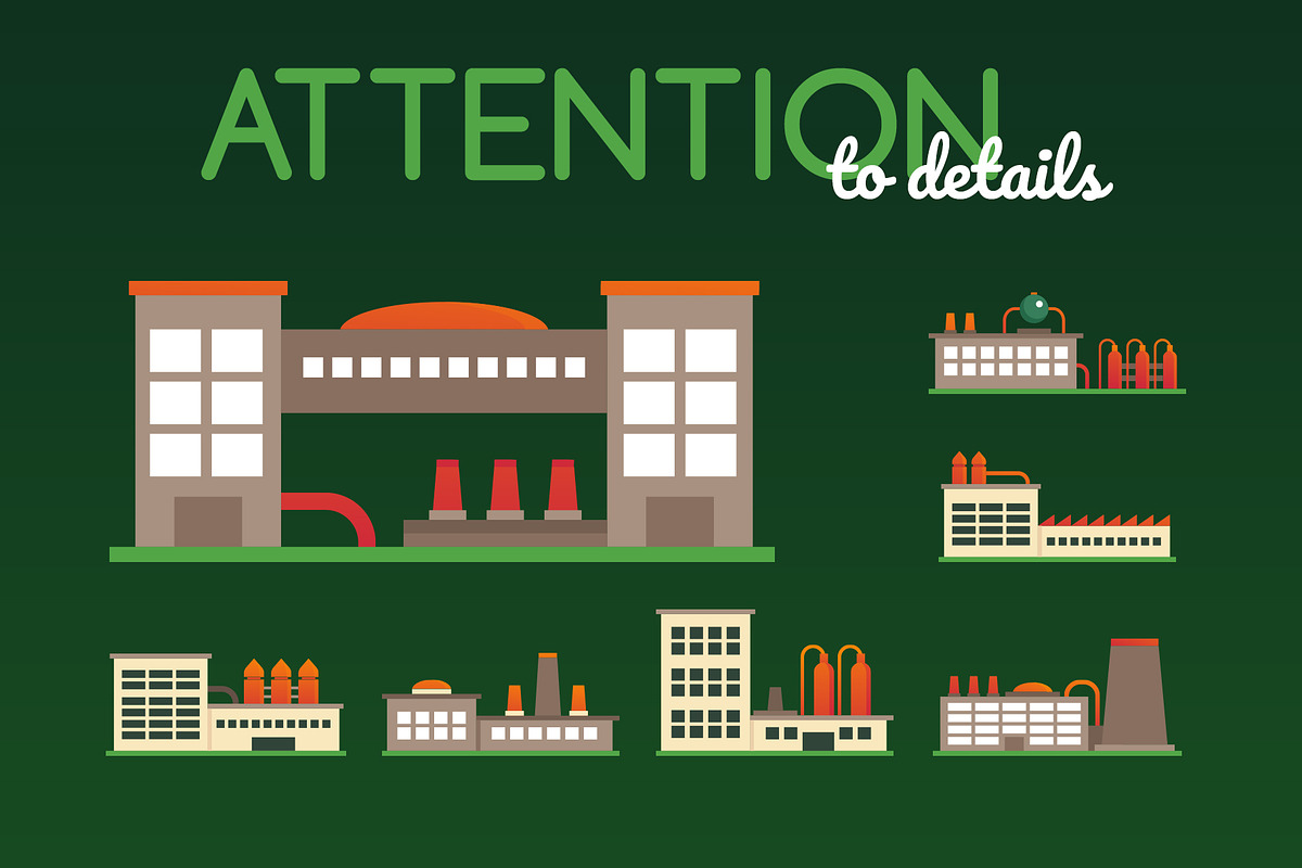 Flat Design City Buildings Icons Set preview 2