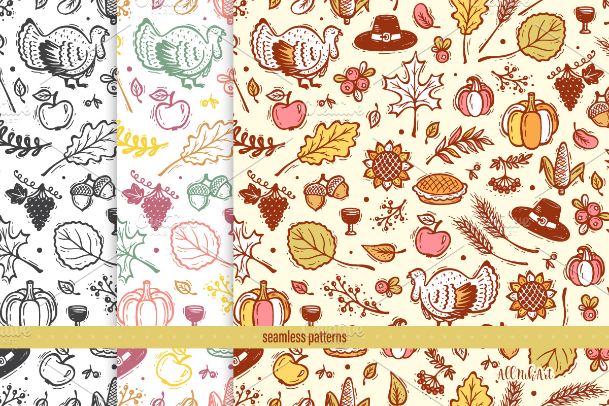 Thanksgiving Day, Fall Patterns, a Pattern Graphic by AllNikArt (Photo 2 of 13)