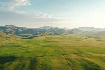 Vast green fields and rolling mounta, a Photo by Iftikhar Alam