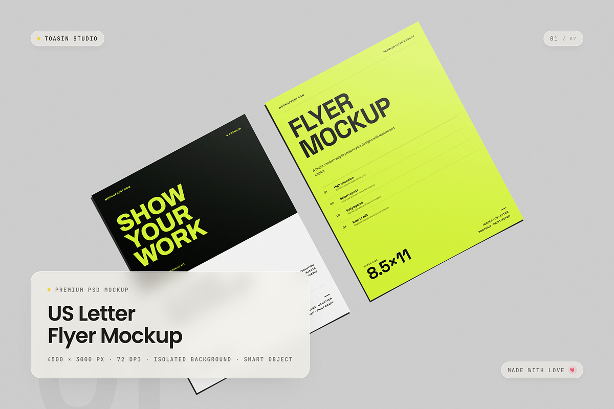 US Letter Flyer Mockup, an Advertising Mockup by Toasin Studio (Photo 1 of 7)