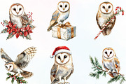 Christmas Barn Owl Clipart, an Illustration by CraftArtStudio (Thumbnail 3 of 6)