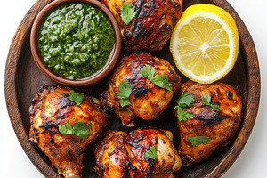 Delicious tandoori chicken on wooden, a Food & Drink Photo by Pixeness Studio