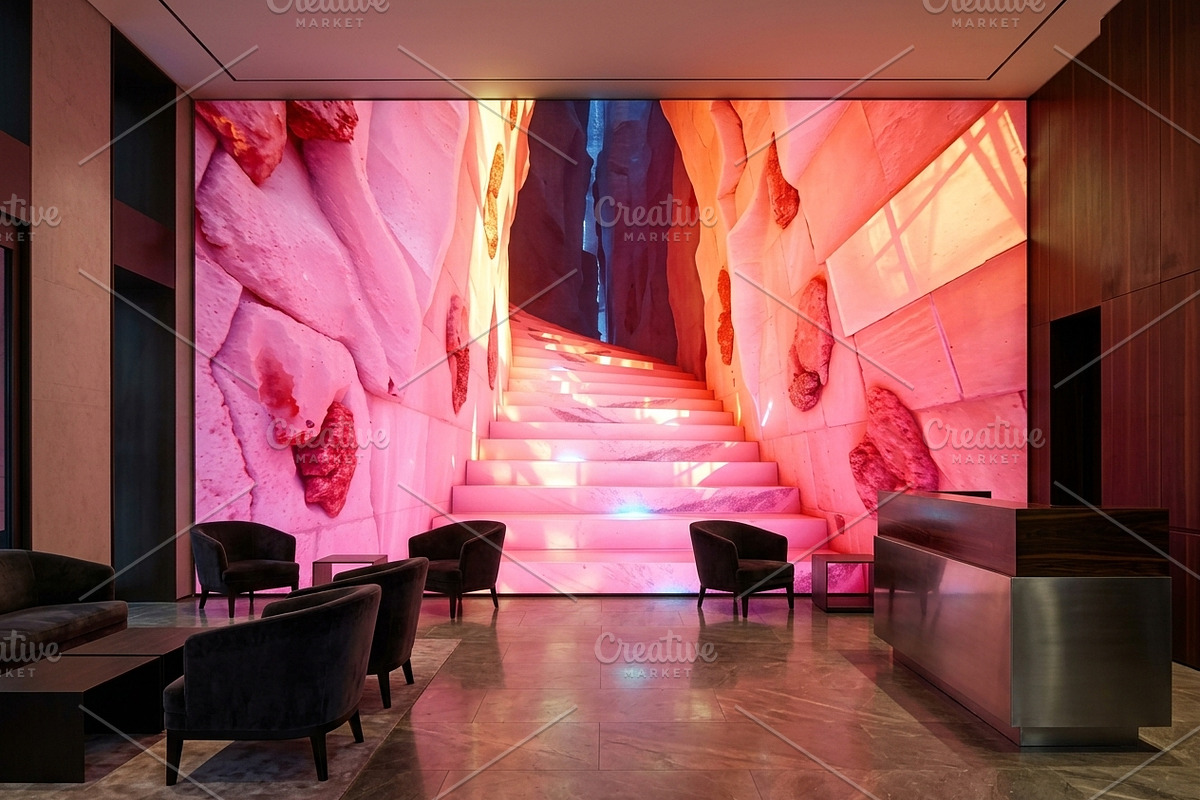 Pink Crystal Cave Stairs Stock Photo, a Background Photo by Aura Canyon HQ (Photo 2 of 8)