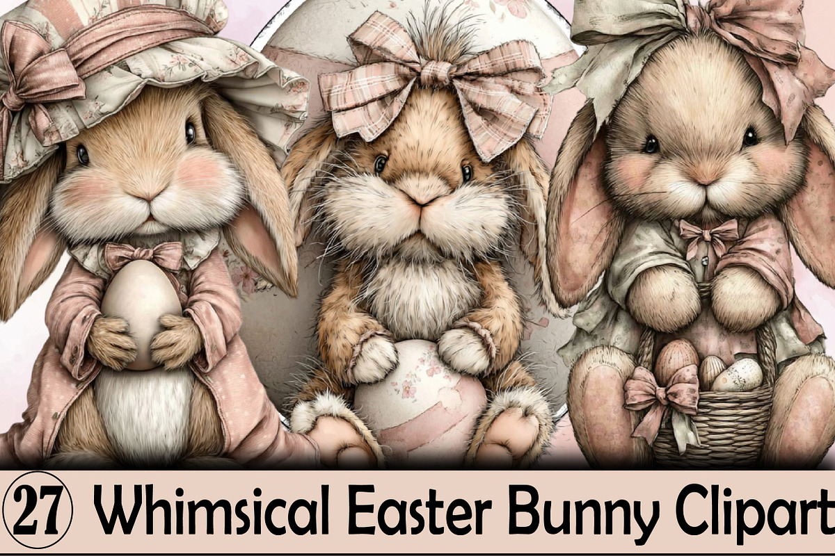 Whimsical Easter Bunny Clipart Bundl, an Illustration by SVGArt (Photo 1 of 7)