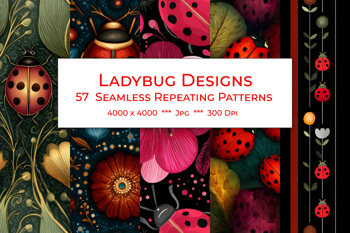 Ladybug Retro Art Style Patterns, a Pattern Graphic by karenfoleyphoto (Photo 1 of 11)